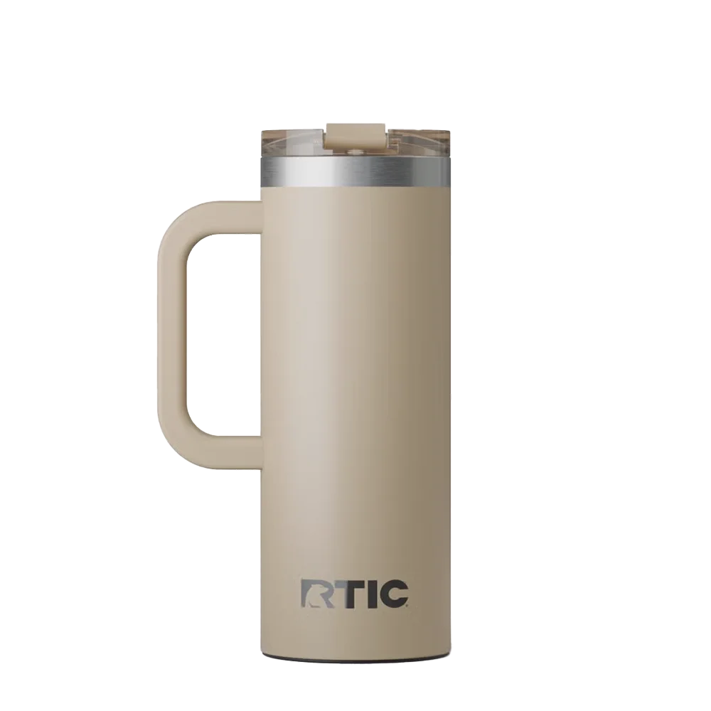 Back customization side of the RTIC Road Trip Travel Mug 20 oz in Beach