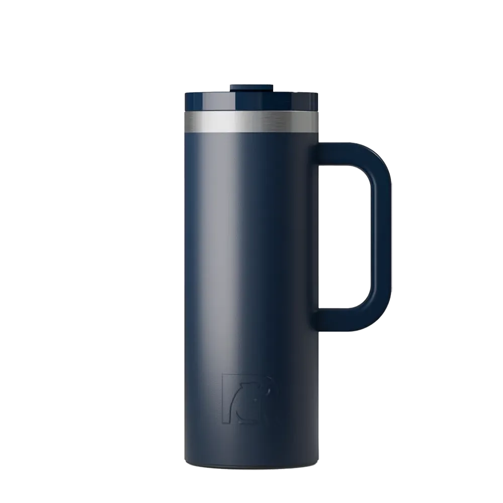 Front customization side of the RTIC Road Trip Travel Mug 20 oz in Navy
