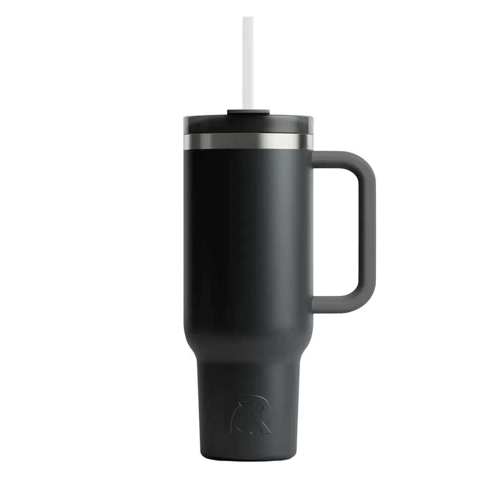 Front customization side of the RTIC Road Trip Tumbler 30 oz in Black