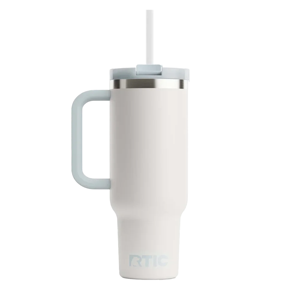 Back customization side of the RTIC Road Trip Tumbler 30 oz in White