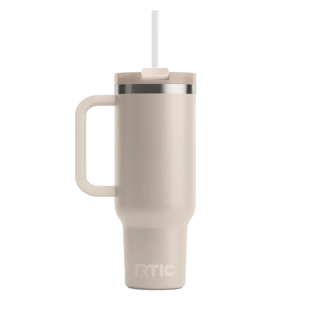 Back customization side of the RTIC Road Trip Tumbler 30 oz in Beach