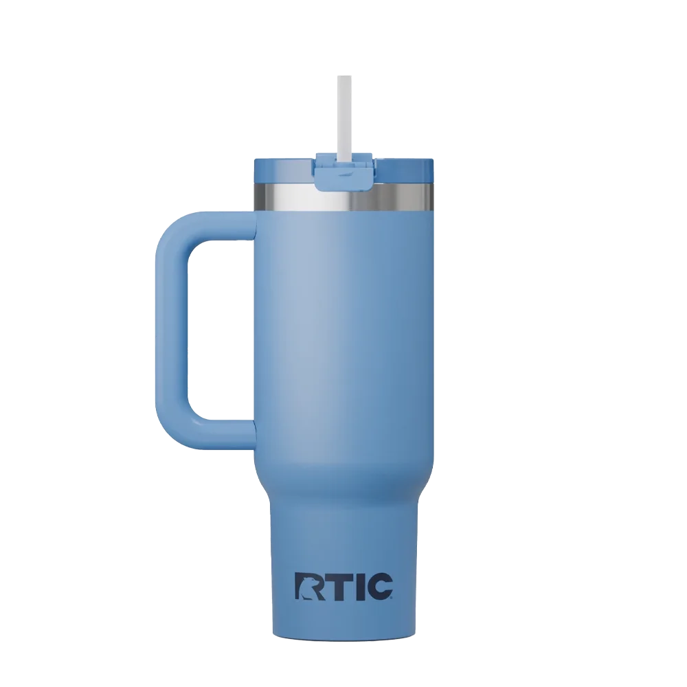 Back customization side of the RTIC Road Trip Tumbler 30 oz in Denim