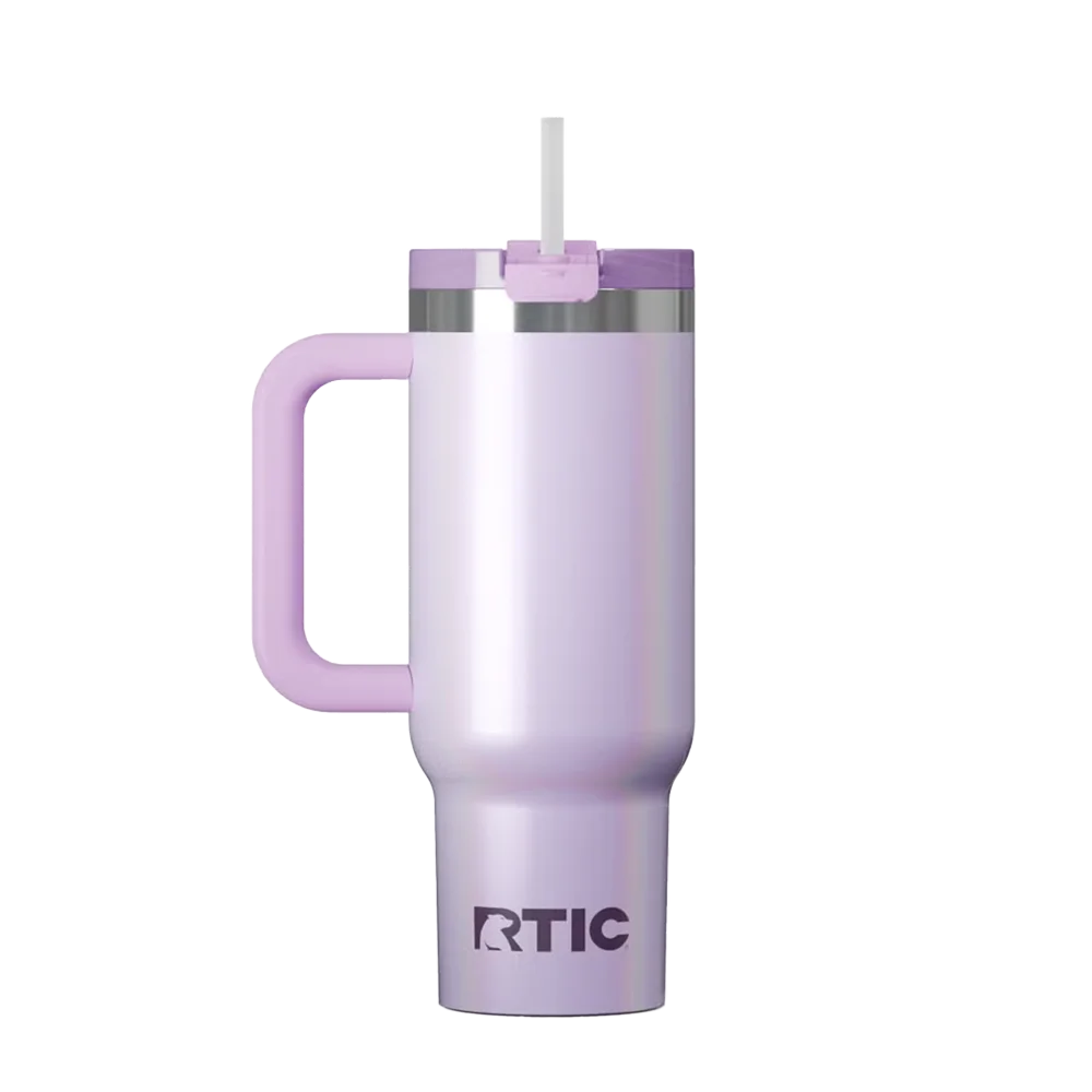 Back customization side of the RTIC Road Trip Tumbler 30 oz in Glitter Lavender