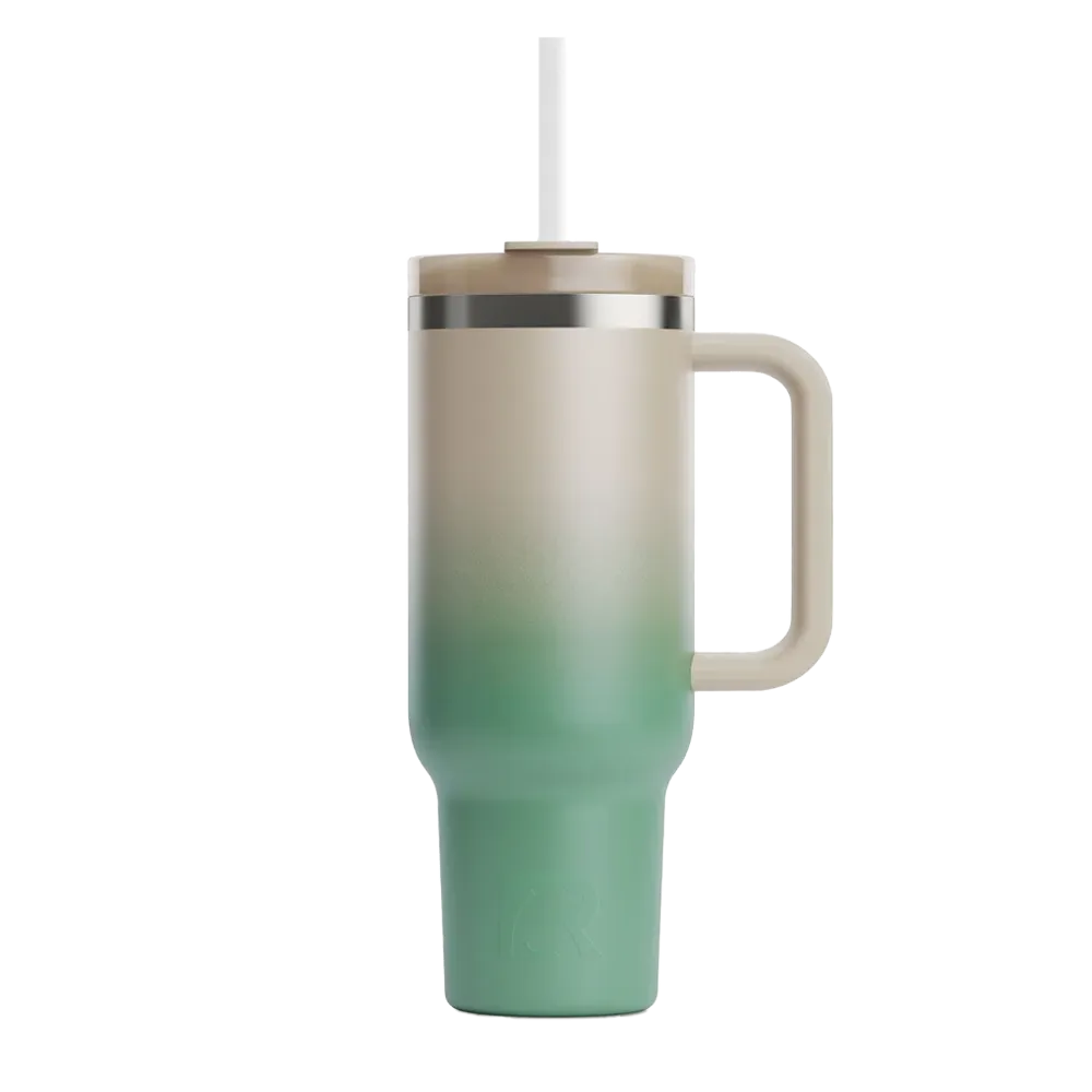 Front customization side of the RTIC Road Trip Tumbler 30 oz in Sage Ombre