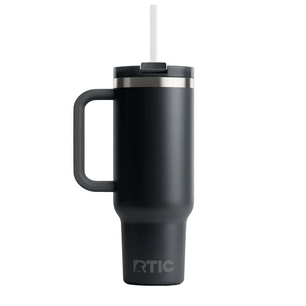 Back customization side of the RTIC Road Trip Tumbler 40 oz in Black