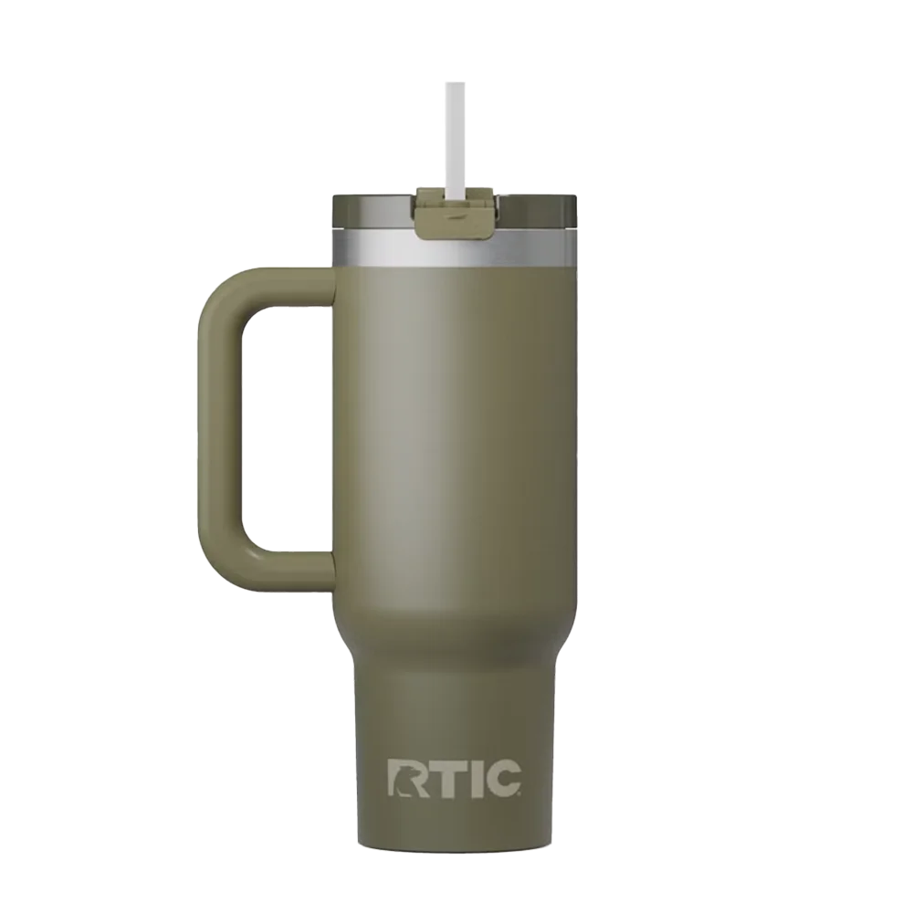 Back customization side of the RTIC Road Trip Tumbler 40 oz in Olive
