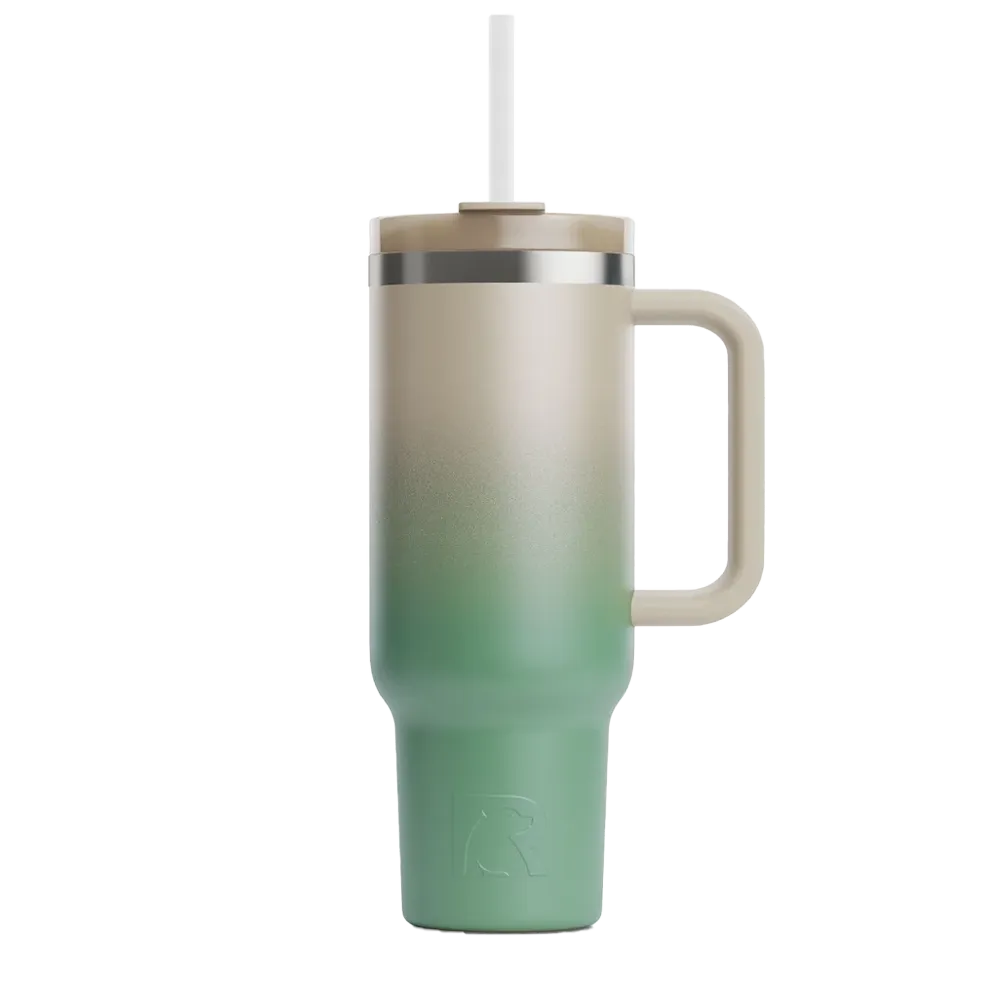 Front customization side of the RTIC Road Trip Tumbler 40 oz in Sage Ombre