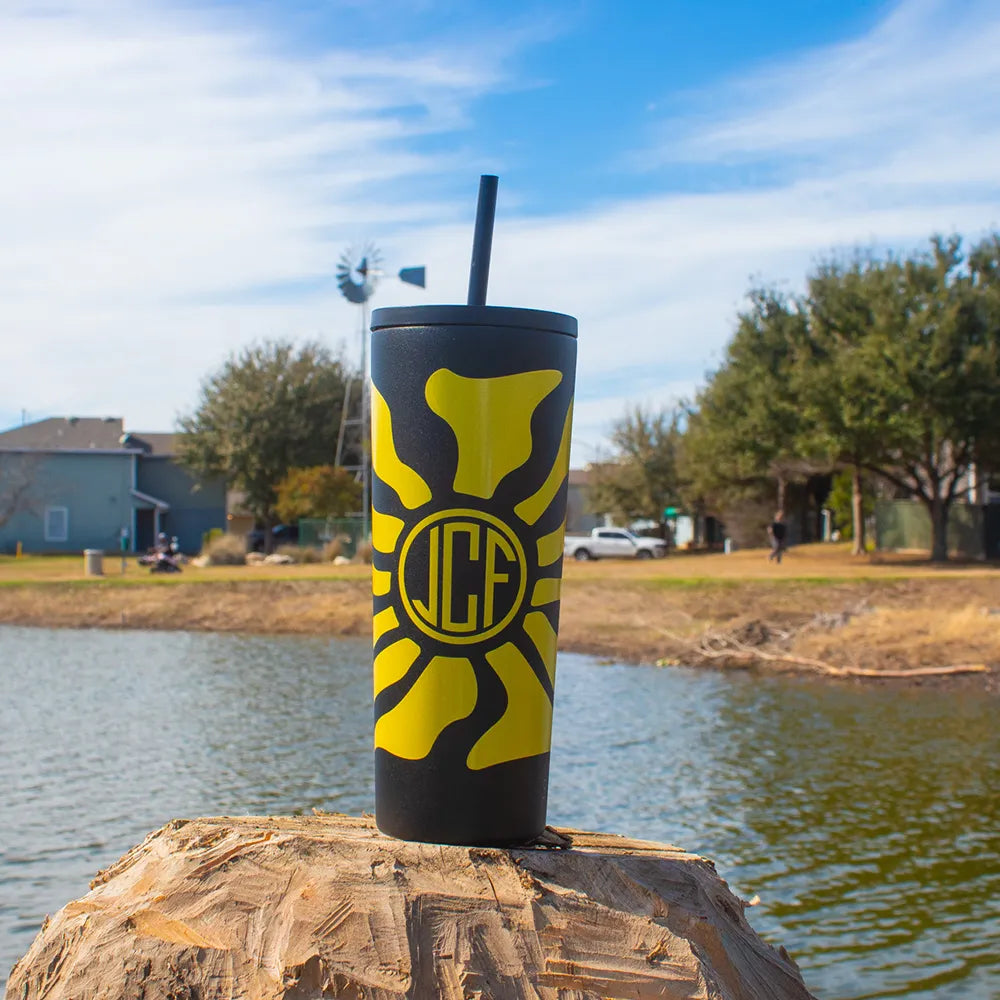 Wavy Rays Monogram Classic Tumbler | 24 oz