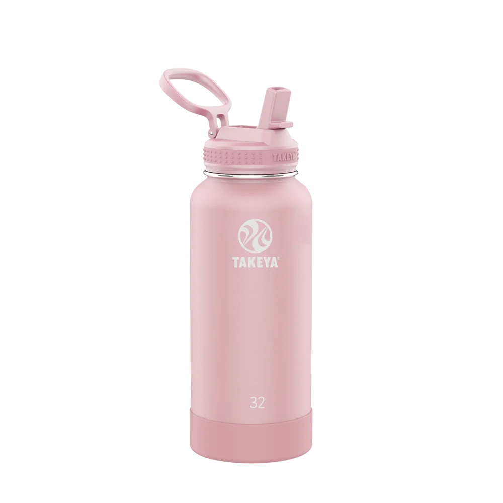 Takeya Actives Water Bottle Straw Lid 32 oz Blush