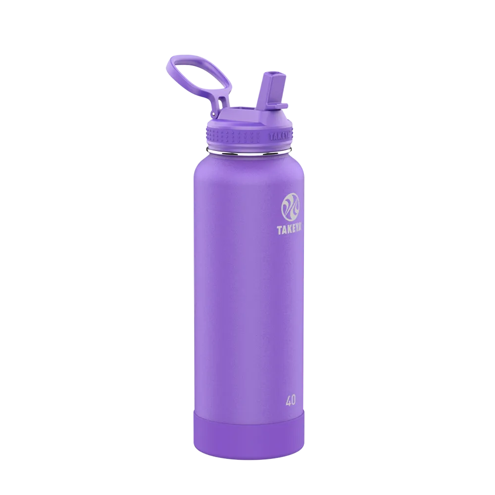 Takeya Actives Water Bottle Straw Lid 40 oz Nitro Purple