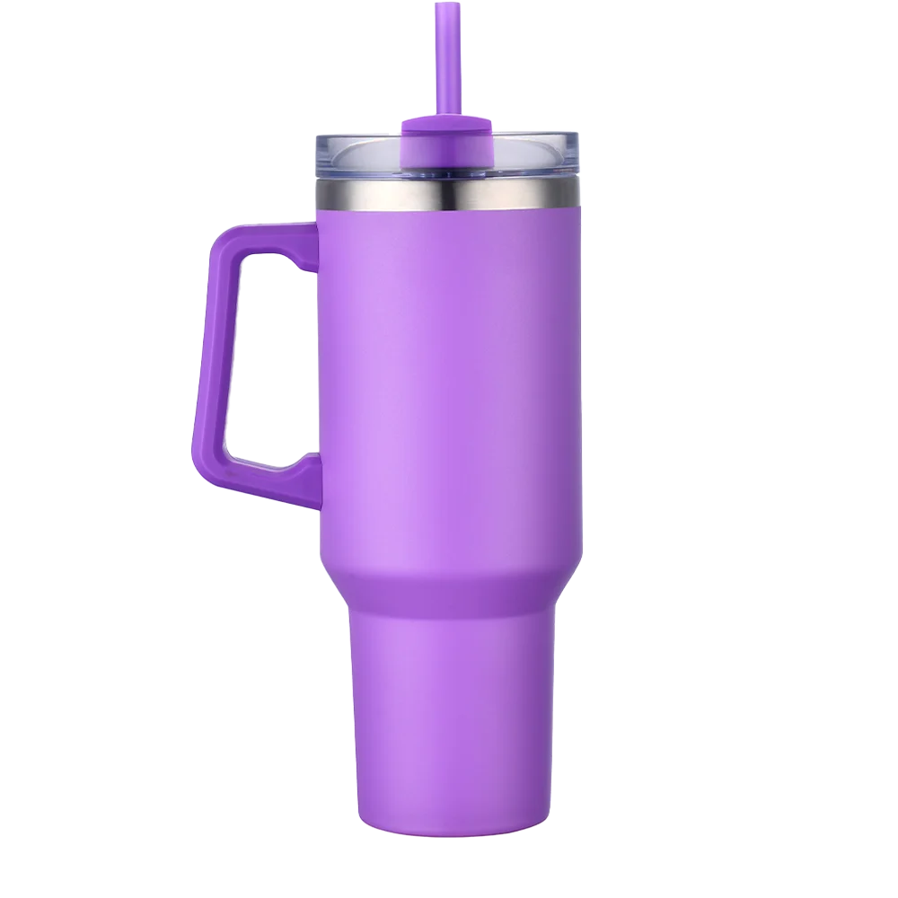 Back customization side of the Custom Branding Handle Tumbler 40 oz in Purple