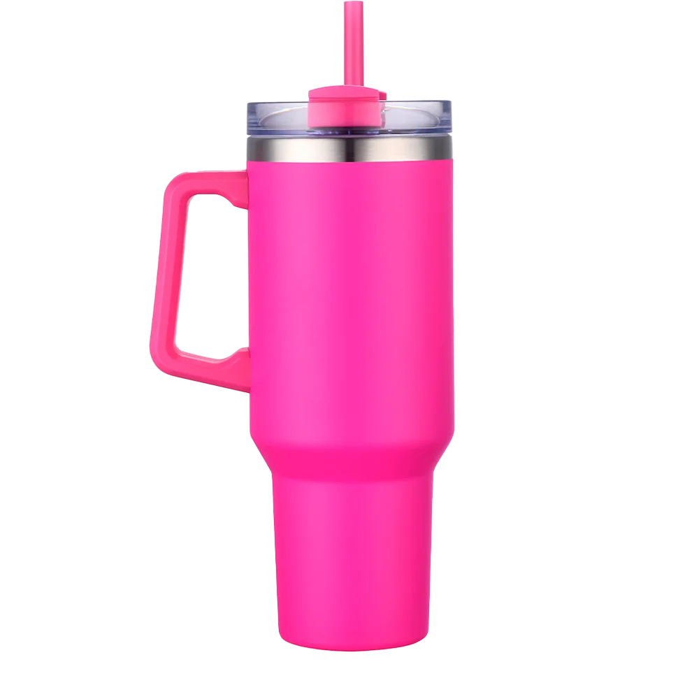 Back customization side of the Custom Branding Handle Tumbler 40 oz in Magenta