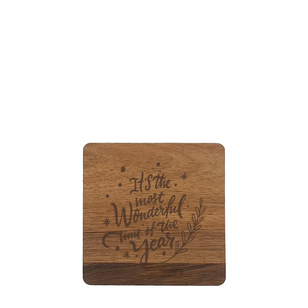 Holiday Acacia Wood Coaster