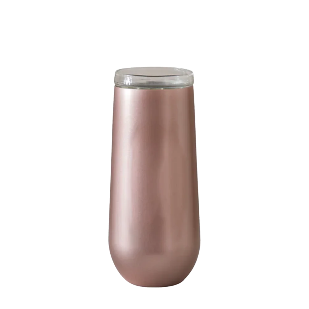 Vinglace Glass Lined Champagne Flutes 6 oz Rose Gold