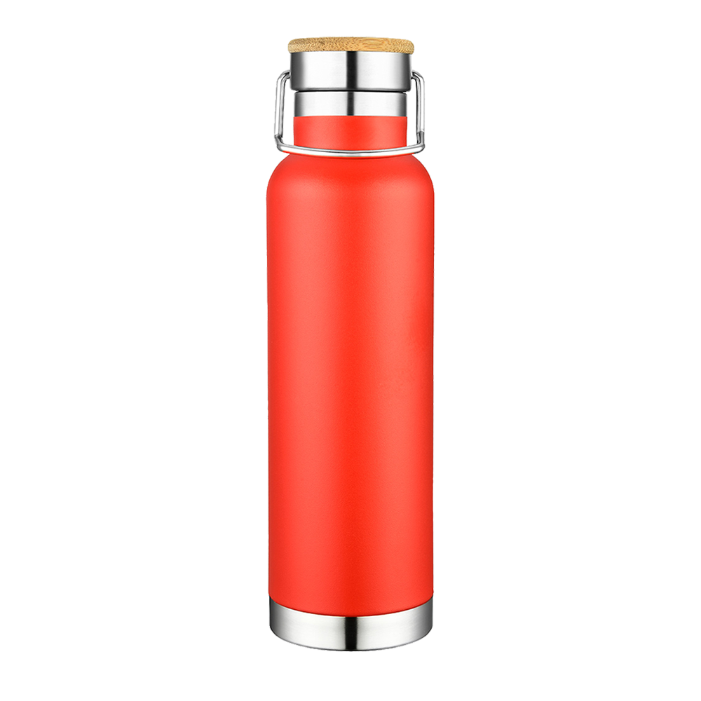 Customized Vacuum Insulated Bottle with Bamboo Top 22 oz Water Bottles from Slate