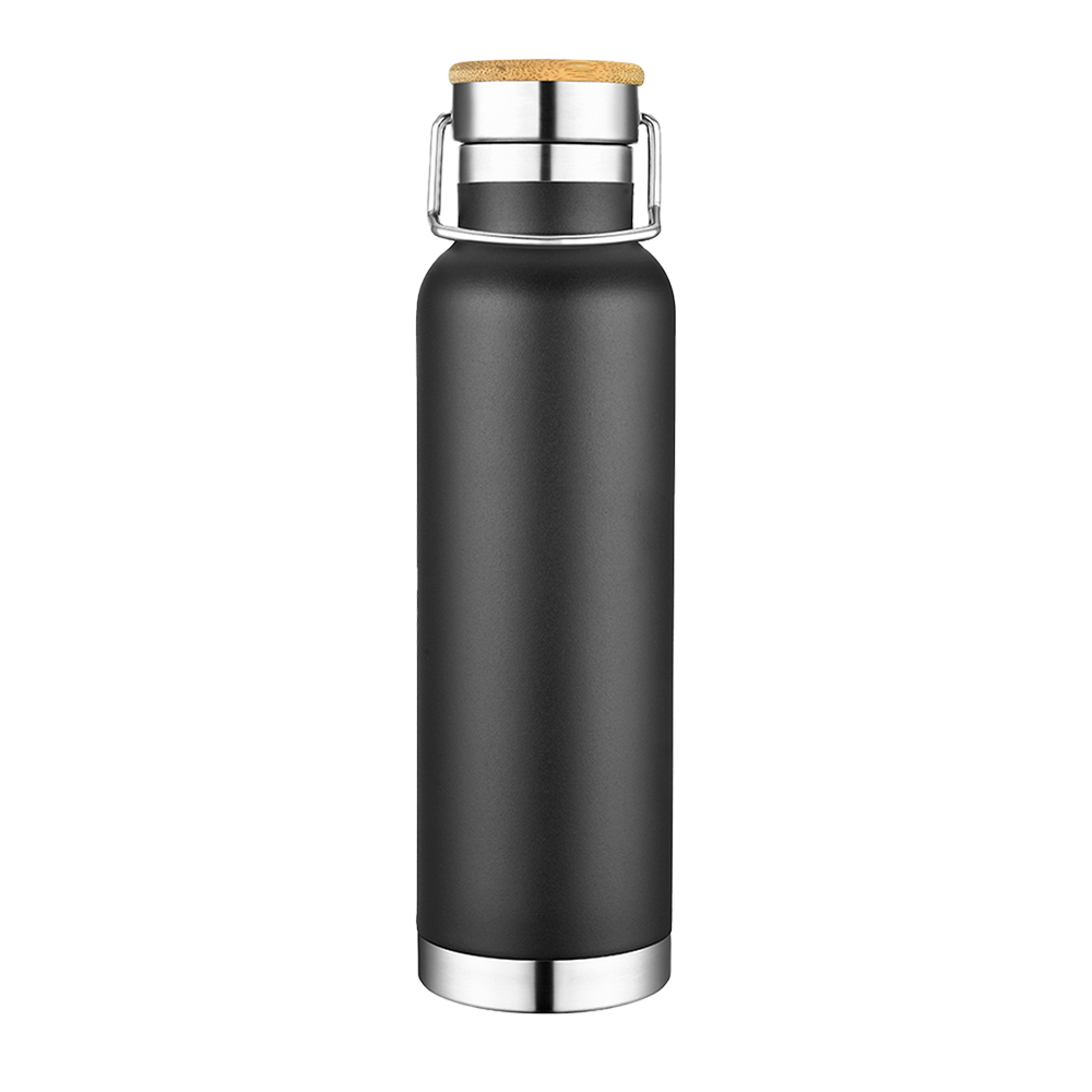 Customized Vacuum Insulated Bottle with Bamboo Top 22 oz Water Bottles from Slate
