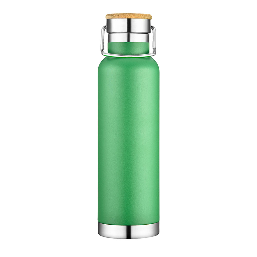 Customized Vacuum Insulated Bottle with Bamboo Top 22 oz Water Bottles from Slate