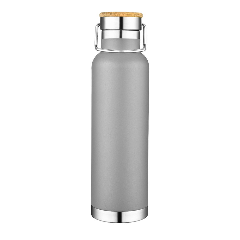 Customized Vacuum Insulated Bottle with Bamboo Top 22 oz Water Bottles from Slate