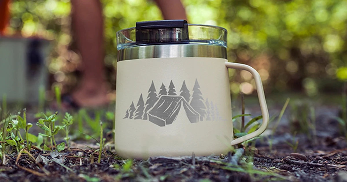 otterbox custom mug in frappe with campsite engraving