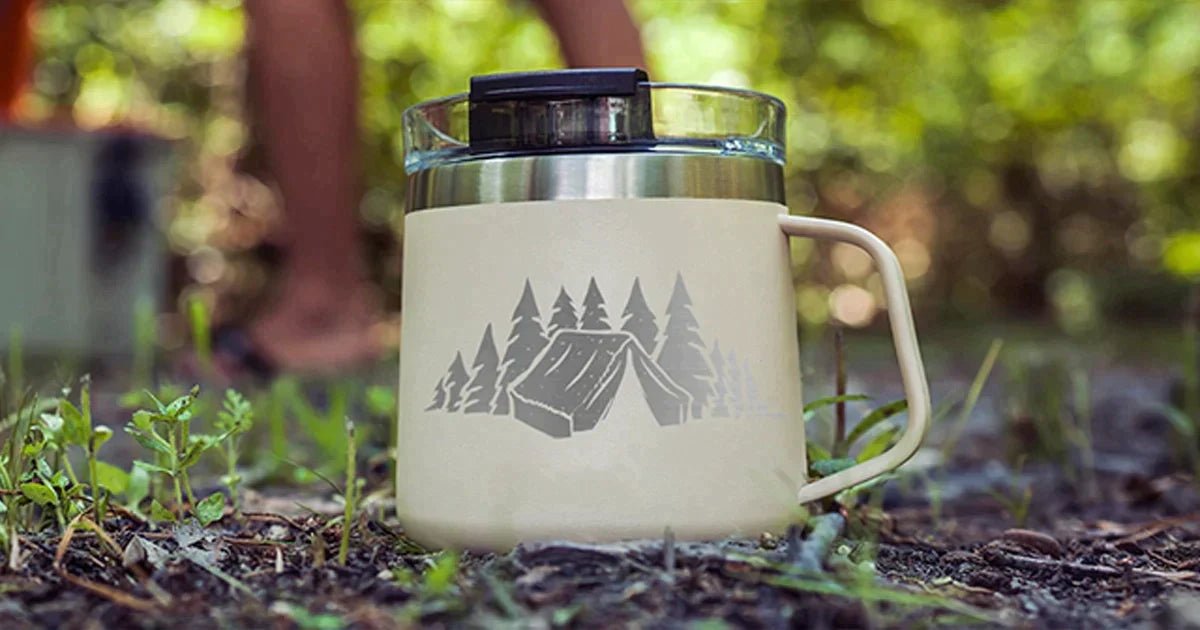 otterbox custom mug in frappe with campsite engraving