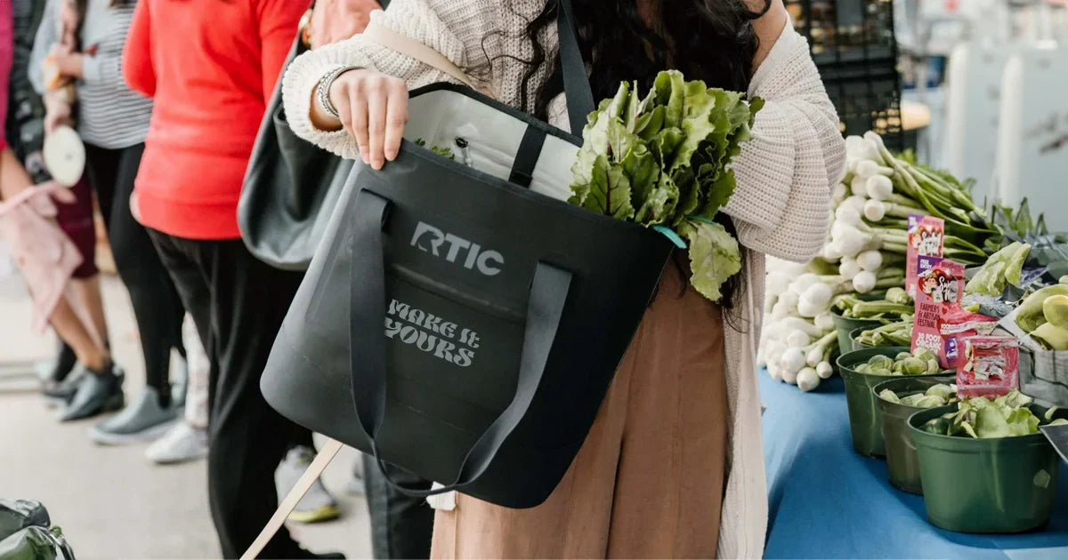 black rtic tote bag with printed personalization
