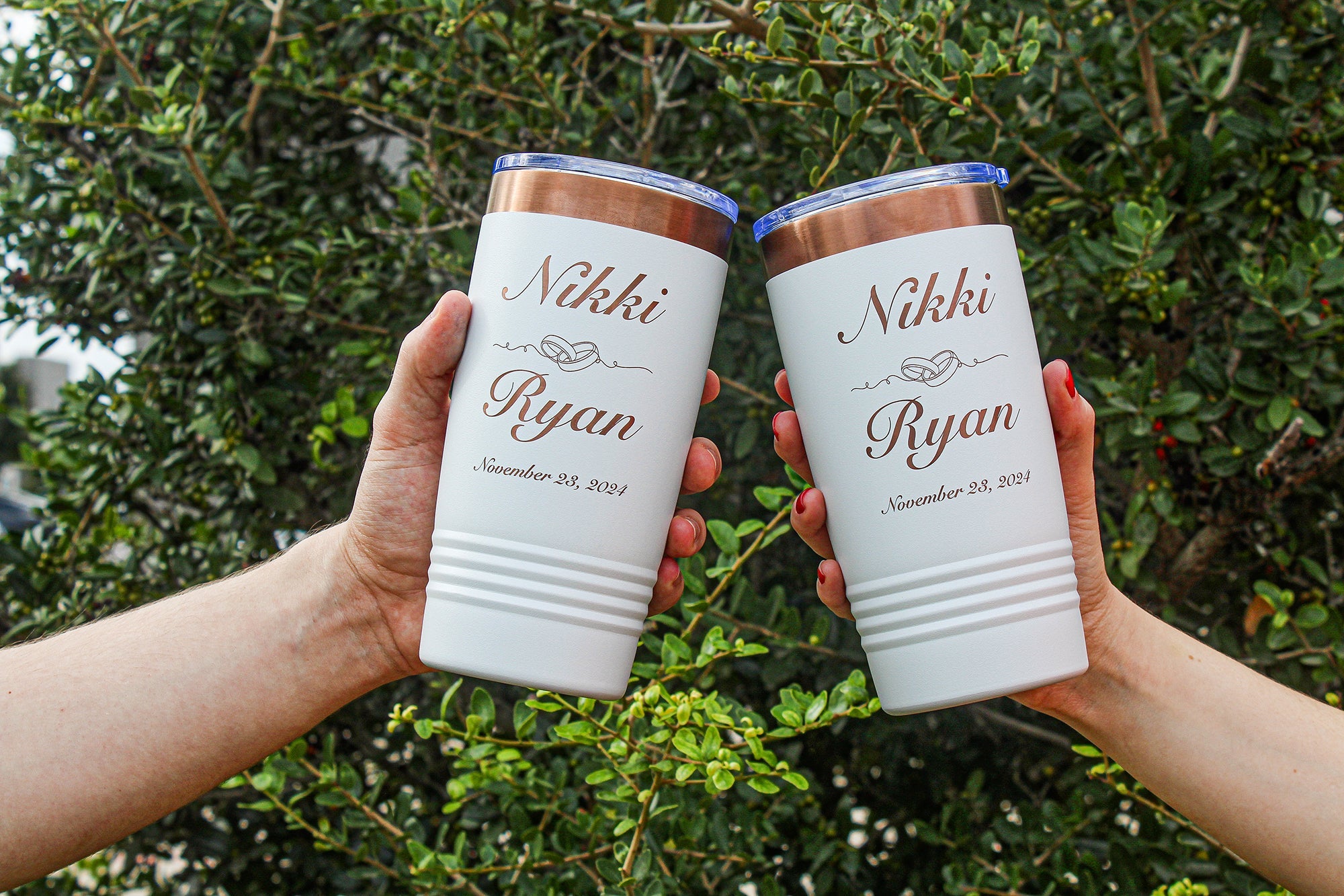 Personalized Gold Wedding Party Tumblers 