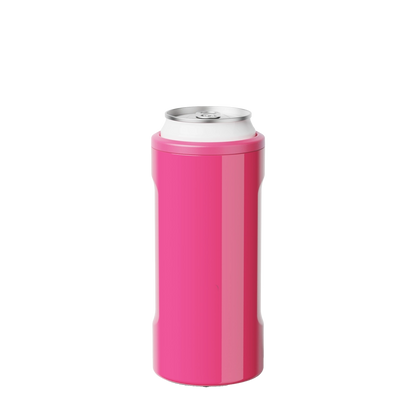Front customization side of the BruMate Hopsulator Slim in Neon Pink 