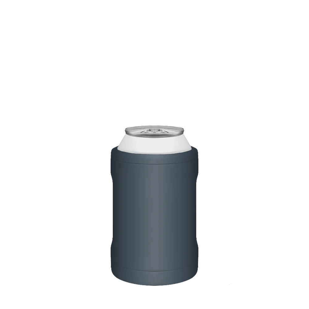 Front customization side of the BruMate Hopsulator Duo 2-in-1 Insulated Can Holder 12 oz in Nightfall 