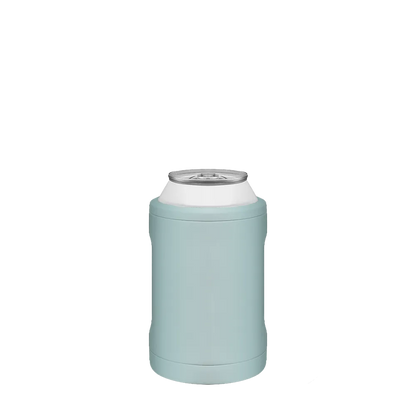 Front customization side of the BruMate Hopsulator Duo 2-in-1 Insulated Can Holder 12 oz in Blue Agave 