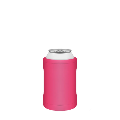 Front customization side of the BruMate Hopsulator Duo 2-in-1 Insulated Can Holder 12 oz in Neon Pink 