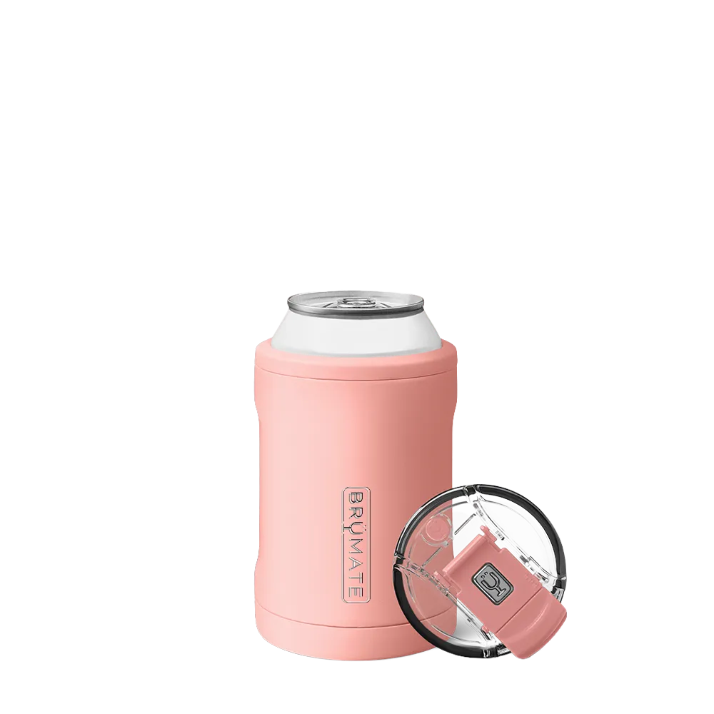 BruMate Hopsulator Duo 2-in-1 Insulated Can Holder 12 oz in Guava 