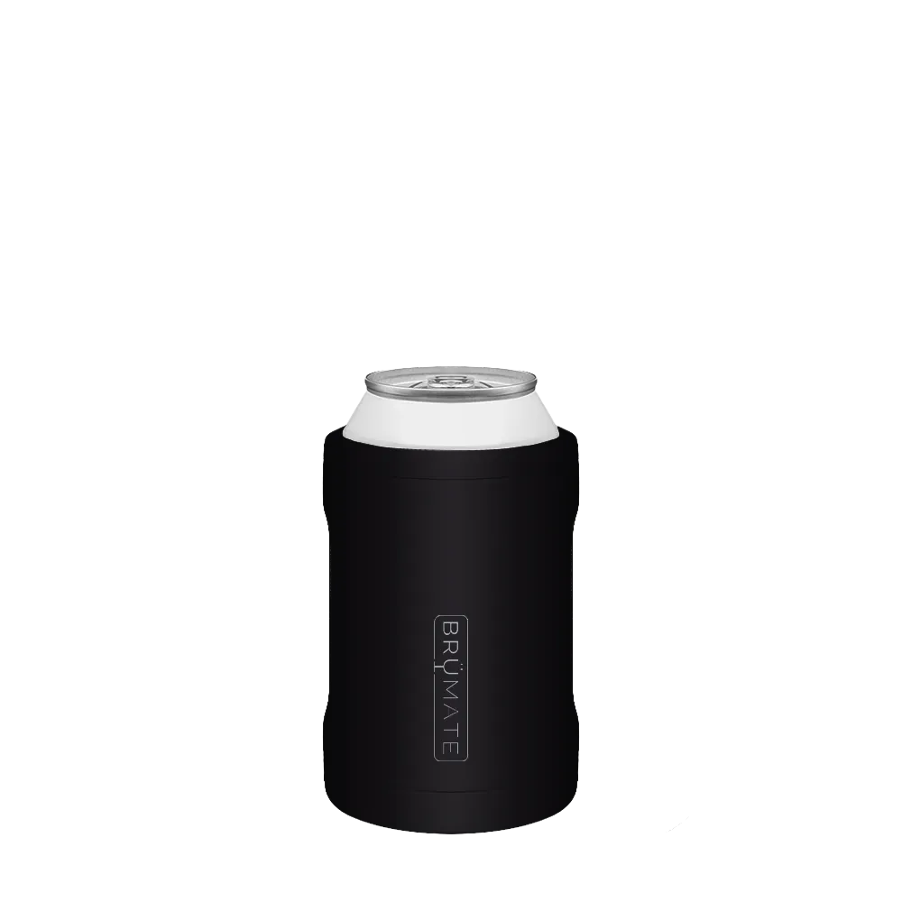 Back customization side of the BruMate Hopsulator Duo 2-in-1 Insulated Can Holder 12 oz in Matte Black 
