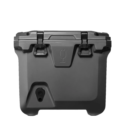 Front customization side of the BruMate BrüTank 35 qt in Charcoal 