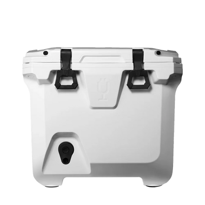 Front customization side of the BruMate BrüTank 35 qt in Ice White 