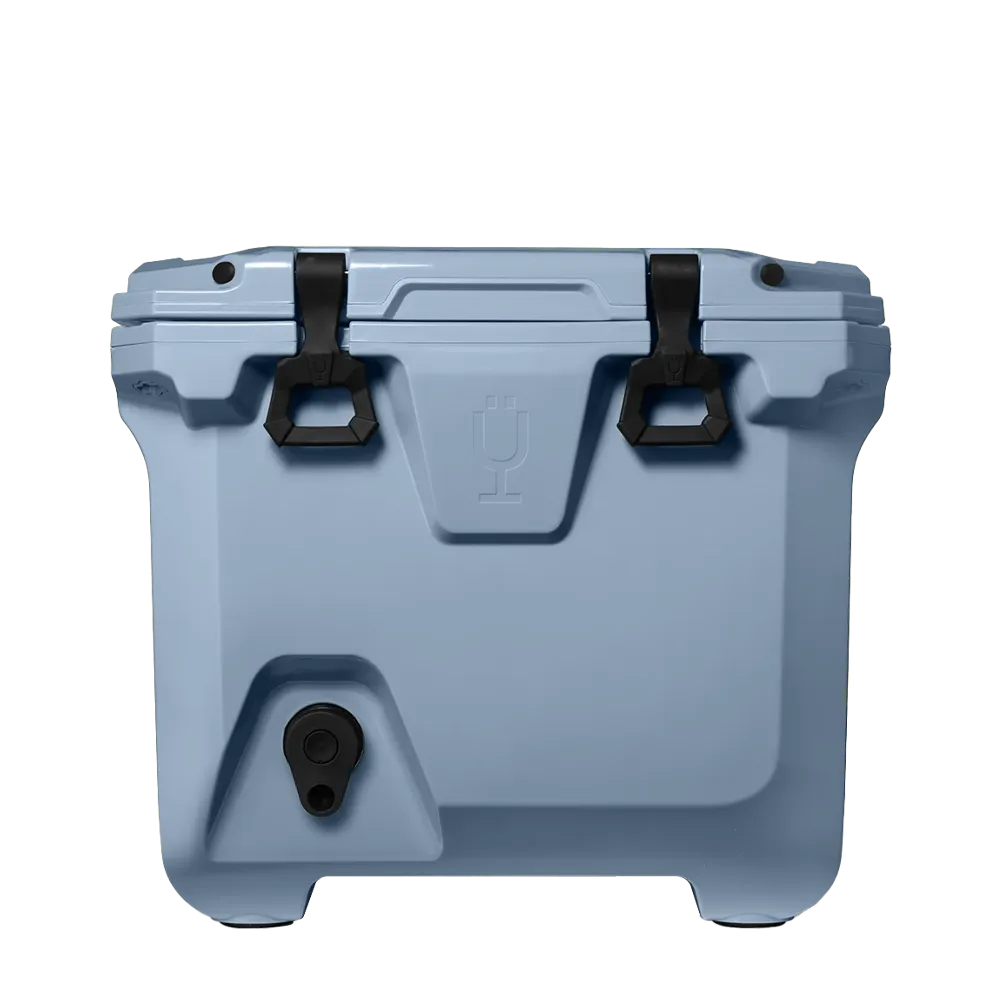 Front customization side of the BruMate BrüTank 35 qt in Denim 