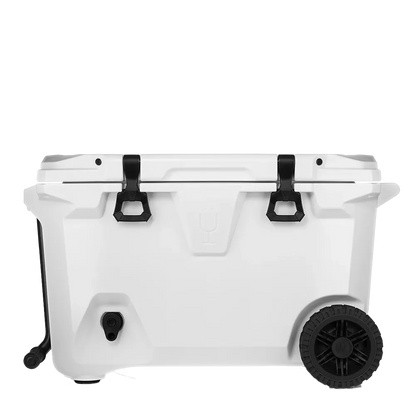 Front customization side of the BruMate BrüTank 55 qt in Ice White 
