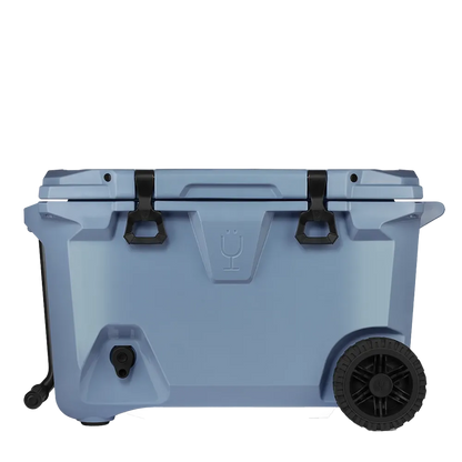 Front customization side of the BruMate BrüTank 55 qt in Denim 