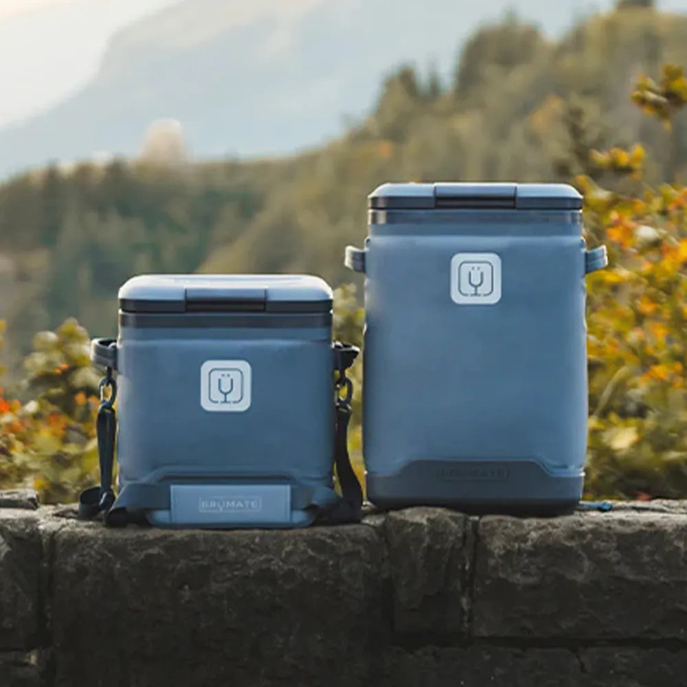 Bumate MagPack 18 can and 24 can coolers set on a ledge.