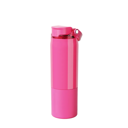 Front customization side of the BruMate Rise Bottle 25 oz in Neon Pink 