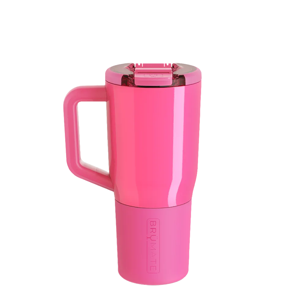 Back customization side of the BruMate Müv Mug 25 oz in Neon Pink 