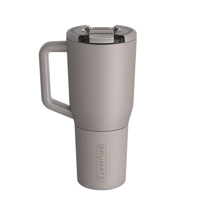 Back customization side of the BruMate Müv Mug 35 oz in Mocha 