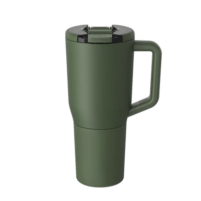 Front customization side of the BruMate Müv Mug 35 oz in OD Green 