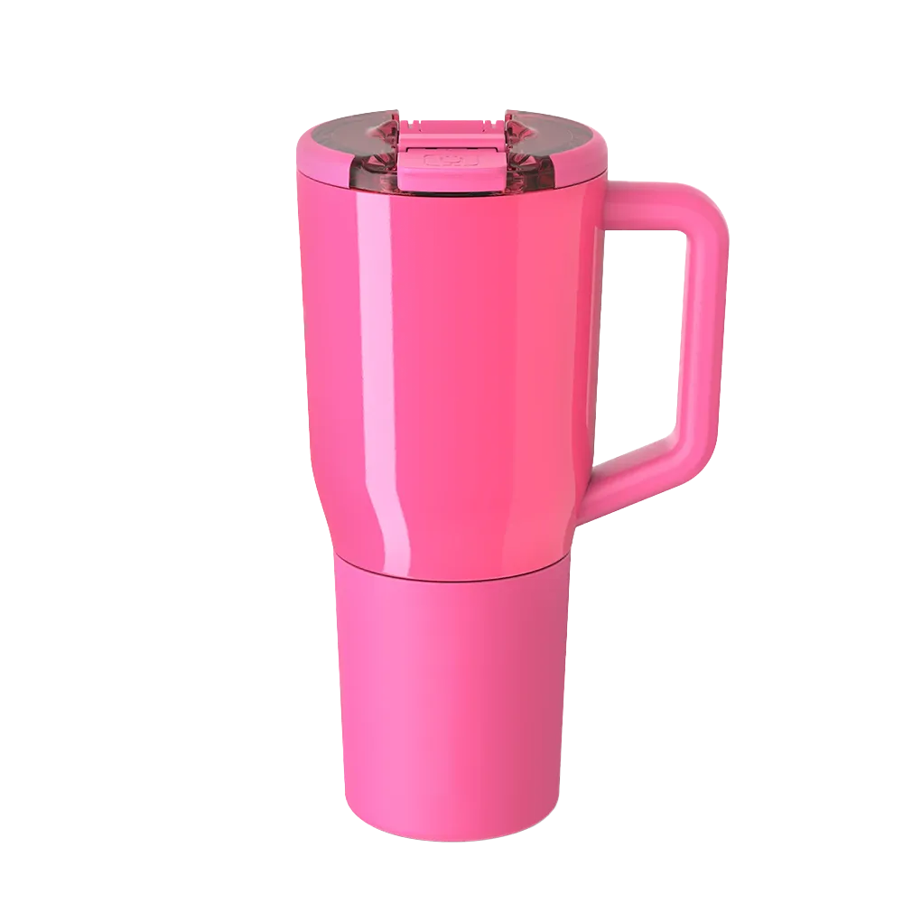Front customization side of the BruMate Müv Mug 35 oz in Neon Pink 