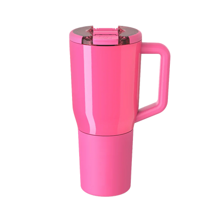 Front customization side of the BruMate Müv Mug 35 oz in Neon Pink 