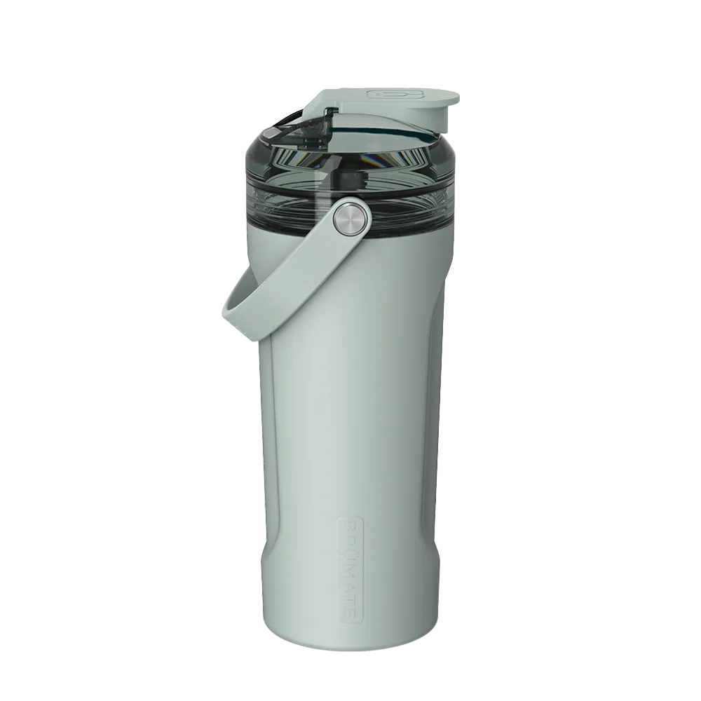 Back customization side of the BruMate MultiShaker 25 oz in Sage 