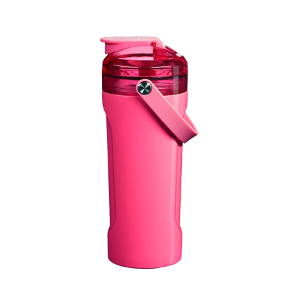 Front customization side of the BruMate MultiShaker 25 oz in Neon Pink 