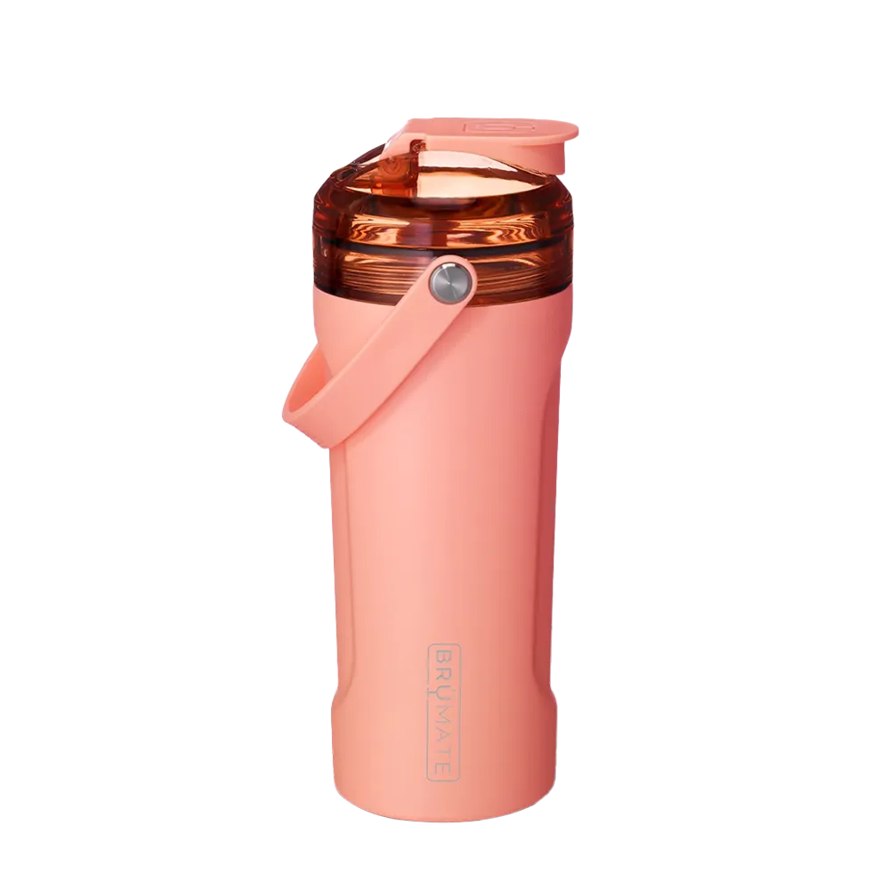 Back customization side of the BruMate MultiShaker 25 oz in Guava 