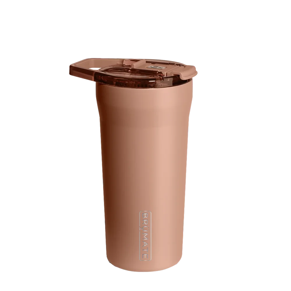 Back customization side of the BruMate Pour Over Tumbler 20 oz in Camel 