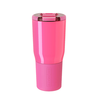 Back customization side of the BruMate Nav Tumbler 25 oz in Neon Pink 