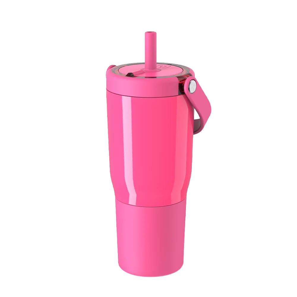 Front customization side of the BruMate Resa Tumbler 25 oz in Neon Pink 
